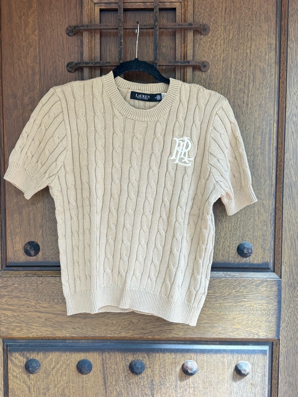 Ralph Lauren beige Cable Knit Crewneck Sweater Size M